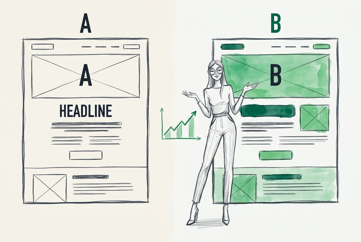 A/B testing dashboard showing conversion optimization results