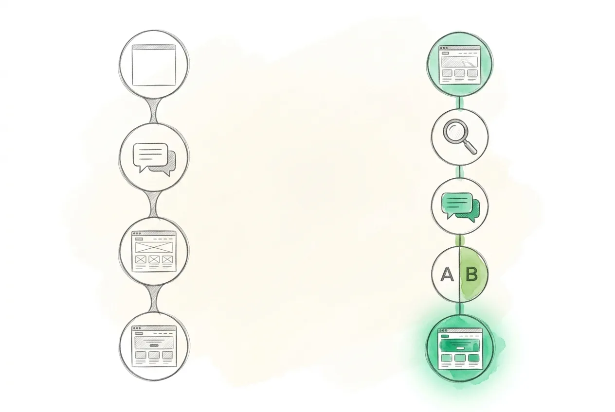 Build new (Lovable) vs Optimize existing (Grona) workflow comparison
