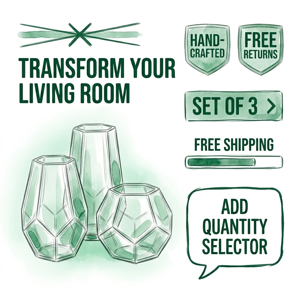 Product page transformed with benefit-focused copy and quantity selectors