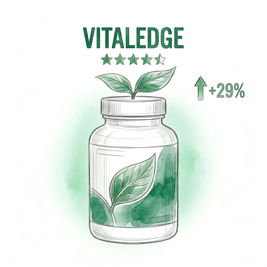 VitalEdge supplement product page with 4.7 star rating and +29% lift