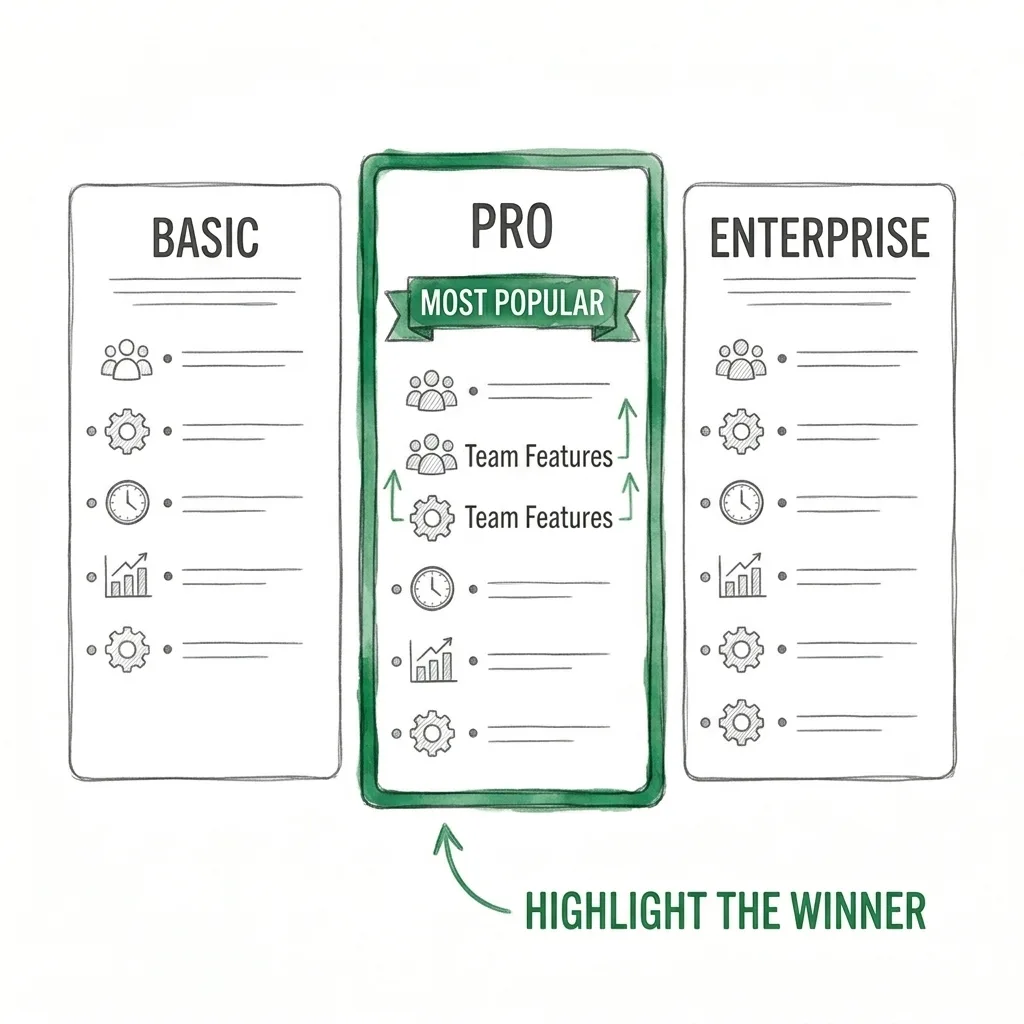 Pricing page layout