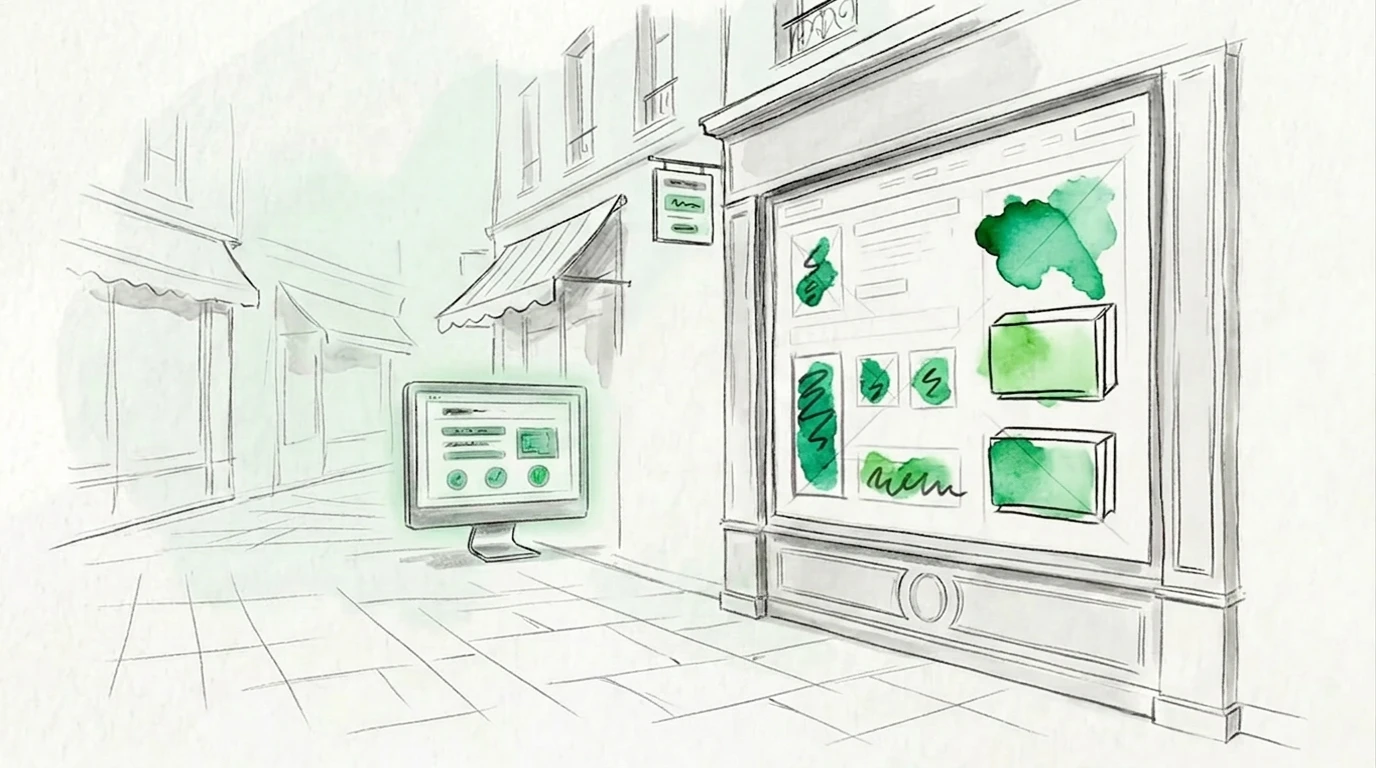 Grona redesigning a live website, sketched before and after