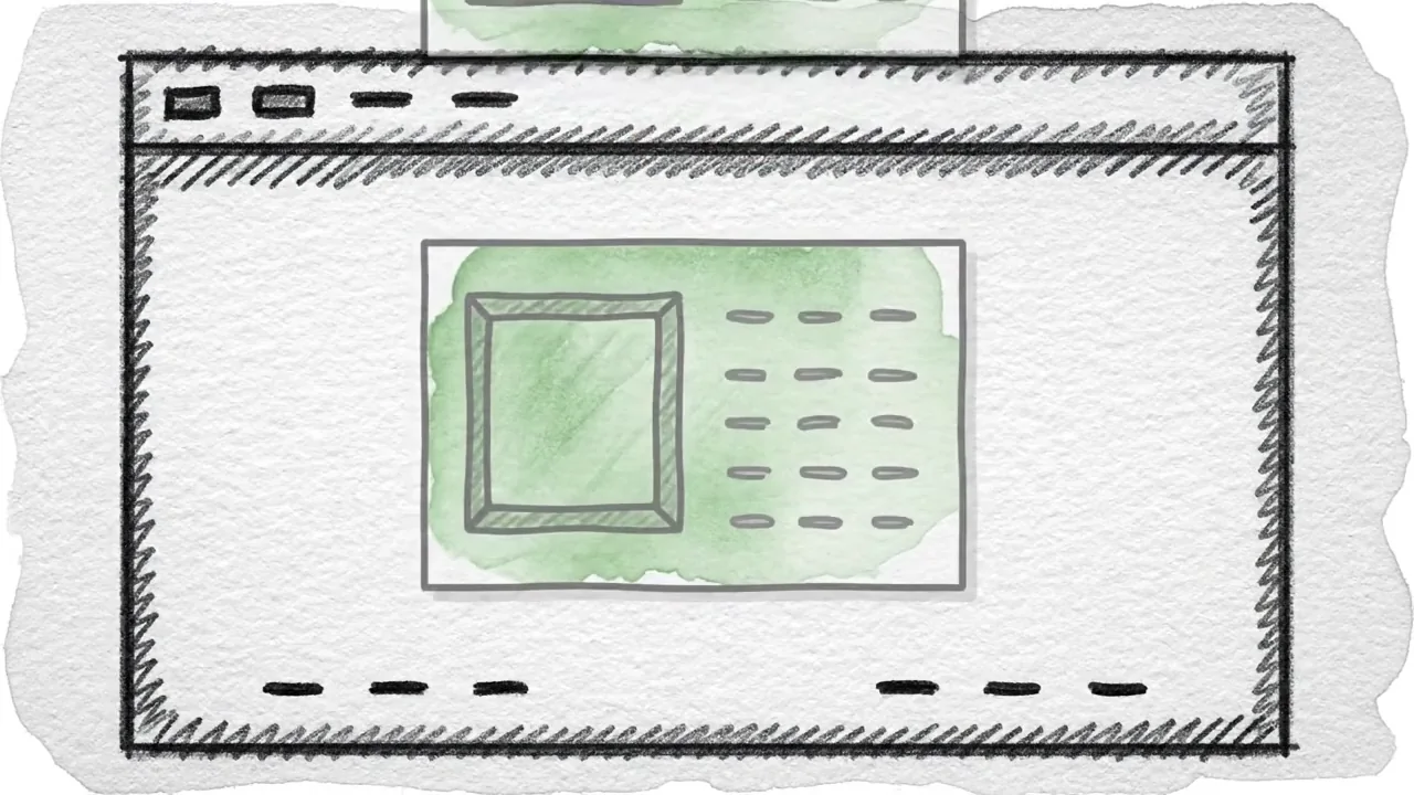 A sketched section sliding into an existing page and settling with a green tint